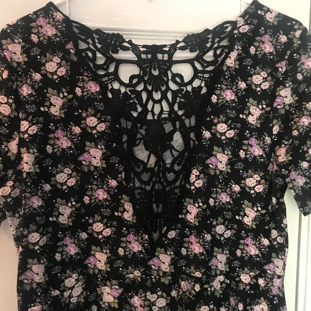 Forever 21 Plus Floral Print Crochet Back Dress